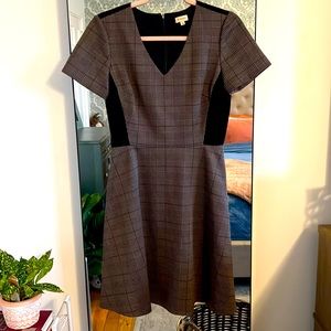 Plaid work dress with suede backing